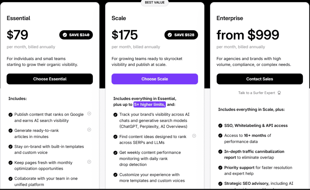 Surfer SEO review pricing plans and monthly costs
