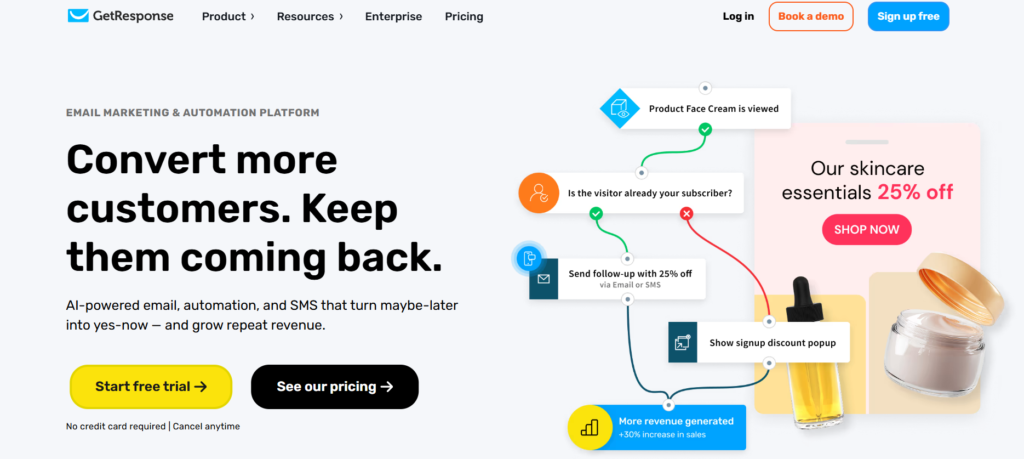 Best Email Marketing Software for Small Businesses (2026) GetResponse platform showing email marketing, funnels, and webinar tools