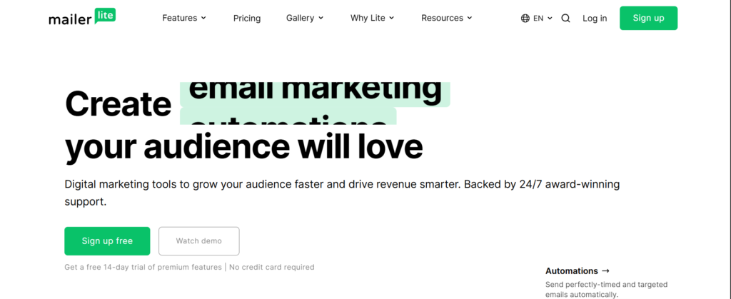 Best Email Marketing Software for Small Businesses (2026) MailerLite email campaign builder and automation dashboard for small businesses